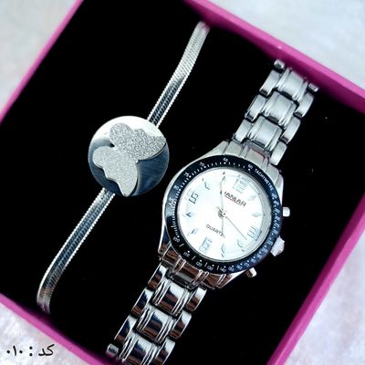 ساعت و دستبند زنانه فلزی کد 010