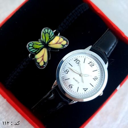 ساعت و دستبند زنانه چرمی کد 112