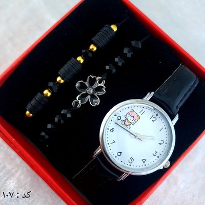 ساعت و دستبند زنانه چرمی کد 107