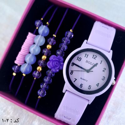 ساعت و دستبند زنانه چرمی کد 102