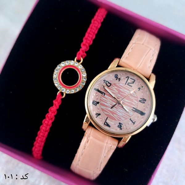 ساعت و دستبند زنانه چرمی کد 101