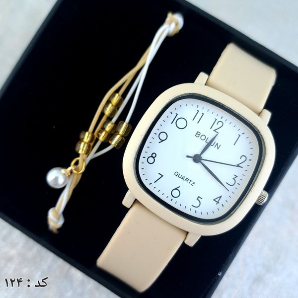 ساعت و دستبند زنانه چرمی کد 124