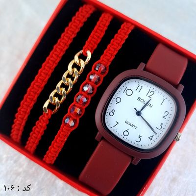 ساعت و دستبند زنانه چرمی کد 106