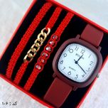 ساعت و دستبند زنانه چرمی کد 106