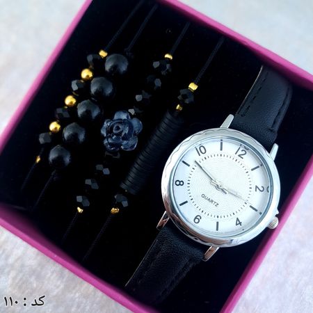 ساعت و دستبند زنانه چرمی کد 110