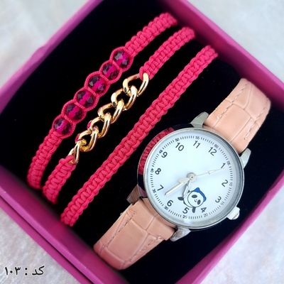 ساعت و دستبند زنانه چرمی کد 103