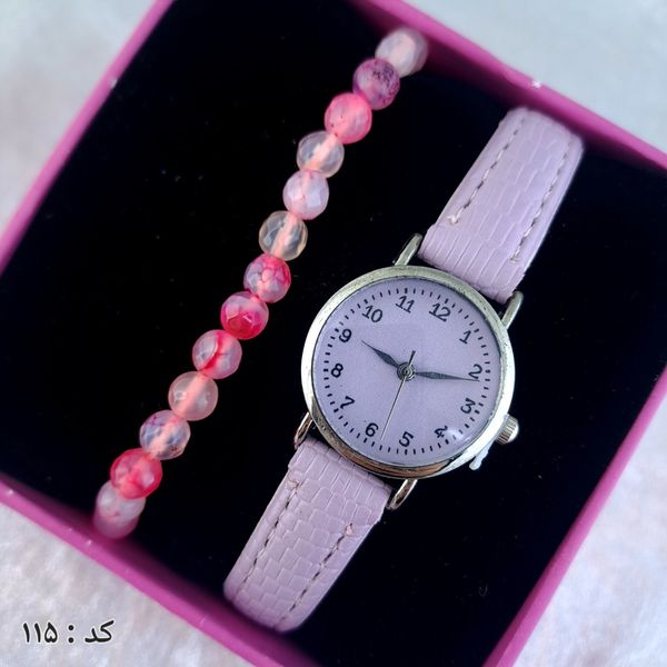 ساعت و دستبند زنانه چرمی کد 115