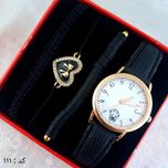 ساعت و دستبند زنانه چرمی کد 111