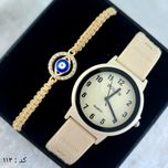ساعت و دستبند زنانه چرمی کد 114