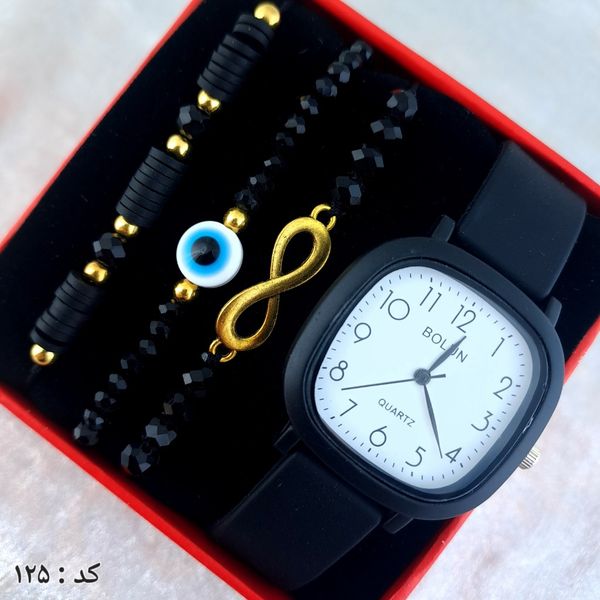 ساعت و دستبند زنانه چرمی کد 125