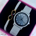 ساعت و دستبند زنانه چرمی کد 123