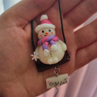 اویز ماشین ادم برفی کلاه صورتی