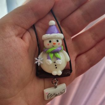 اویز ماشین ادم برفی کلاه بنفش