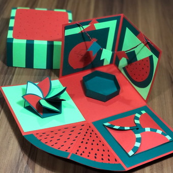 جعبه سوپرایز طرح یلدا سبز و قرمز کد 20