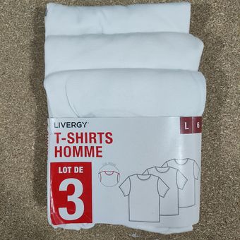 زیرپوش آستین کوتاه یقه گرد 3 عددی مردانه برند لیورجی مدل سفید یقه گرد