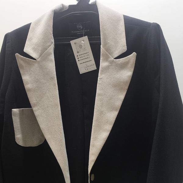 کت تکه دوزی یقه بلیزر مشکی