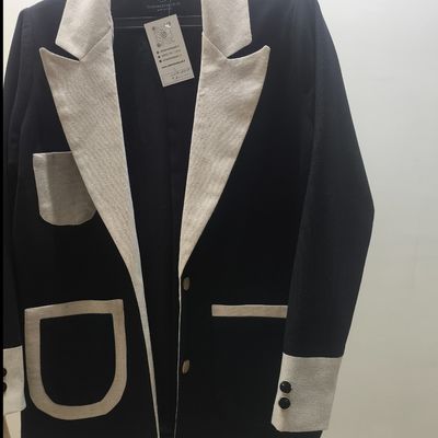 کت تکه دوزی یقه بلیزر مشکی