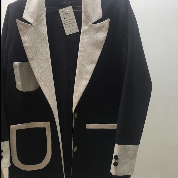 کت تکه دوزی یقه بلیزر مشکی