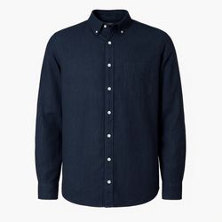 پیراهن آستین بلند مردانه لینن برند لیورجی مدل سرمه ای 442987