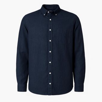 پیراهن آستین بلند مردانه لینن برند لیورجی مدل سرمه ای 442987