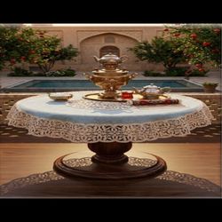 رومیزی مخمل شیک ، رومیزی پذیرایی طرح سنتی و لوکس