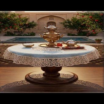 رومیزی مخمل شیک ، رومیزی پذیرایی طرح سنتی و لوکس