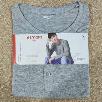 تیشرت آستین بلند مردانه نخی سه دکمه برند اسمارا من  مدل طوسی ملانژ 481126