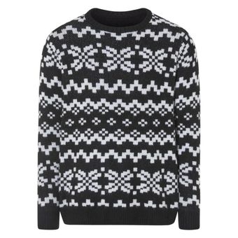 بافت پلیور وینتیج طرح ژاکارد مردانه برند لیورجی مدل سیاه‌وسفید با الگوی هندسی کلاسیک 482488