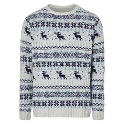 بافت پلیور وینتیج طرح ژاکارد مردانه برند لیورجی مدل خاکستری روشن گوزن 482488