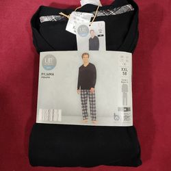 ست راحتی تیشرت آستین بلند و شلوار نخی مردانه برند آپ تو فشن مدل مشکی 837100