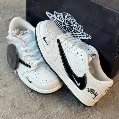 نایک ایر جردن وان لو استاسی کرم مشکی Nike Air Jordan 1 Low Stussy Cream Black
