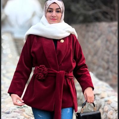 کت مخمل یاقوت با کمربند گل