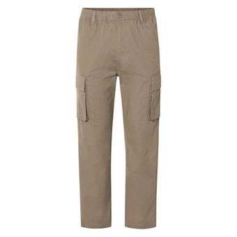 شلوار کارگو سبک کتان مردانه دمپا آزاد برند لیورجی مدل خاکی 502410
