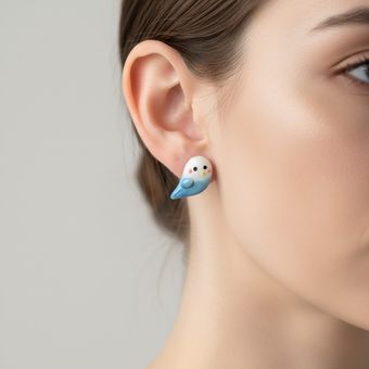 گوشواره مرغ عشق ابی دستساز