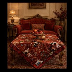 رومیزی طرح شکارگاه مربع