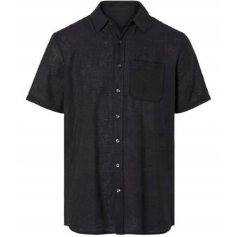 پیراهن آستین کوتاه مردانه لینن برند لیورجی مدل مشکی 450287