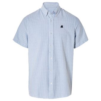 پیراهن آستین کوتاه پفکی مردانه برند لیورجی پولو یو اس گراند مدل راه راه آبی آسمانی 453098