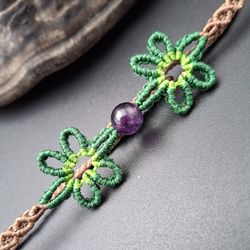 دستبند میکرومکرمه گل آمیتیست