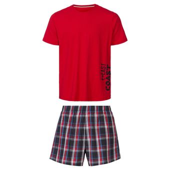 ست تیشرت آستین کوتاه و شلوارک مردانه لیورجی مدل 454404 قرمز