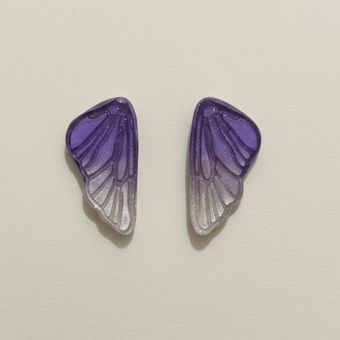 گوشواره بال پری رنگ بنفش و نقره ای