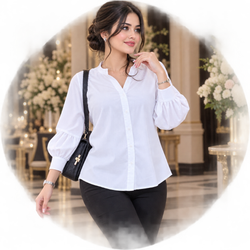 شومیز دخترانه سفید، زیر سارافونی سفید، زیر مانتویی دخترانه، استین بلند، جنس تترون خنک..سایز 36 تا 38