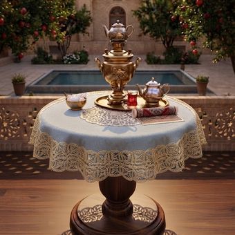 رومیزی مخمل شیک ، رومیزی پذیرایی، رومیزی طرح سنتی و لوکس