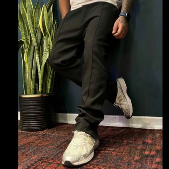 شلوار نیم بگ پارچه مازراتی مردانه مشکی پلیسه دار