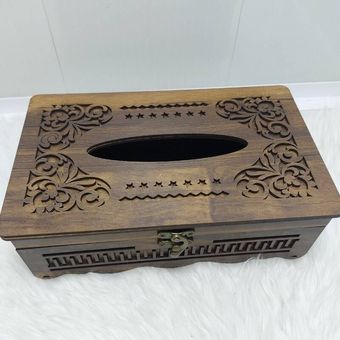 جا دستمال کاغذی چوبی طرح قفل دار