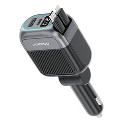 شارژر فندکی 87 وات با کابل جمع شونده پرودو Porodo Spider Multi-Port USB Car Charger PDCCR33