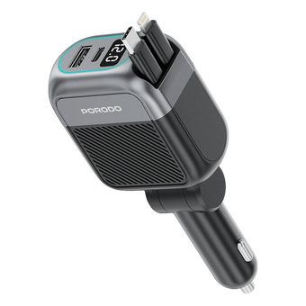شارژر فندکی 87 وات با کابل جمع شونده پرودو Porodo Spider Multi-Port USB Car Charger PDCCR33