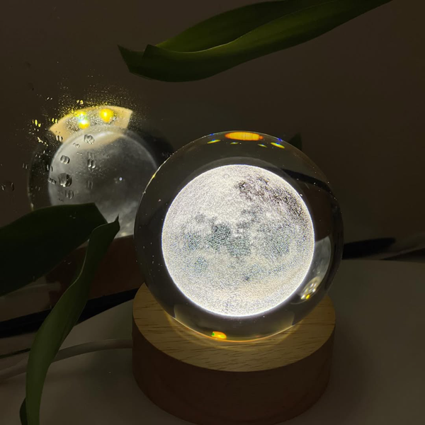 چراغ خواب گوی کریستال ماه تک قطر 8