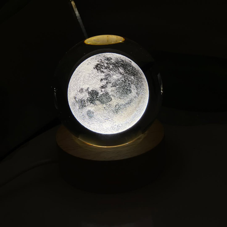 چراغ خواب گوی کریستال ماه تک قطر 8