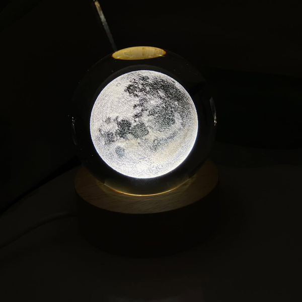 چراغ خواب گوی کریستال ماه تک قطر 8
