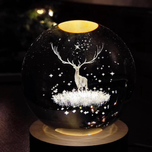 چراغ خواب مدل گوی شیشه ای 3D طرح گوزن